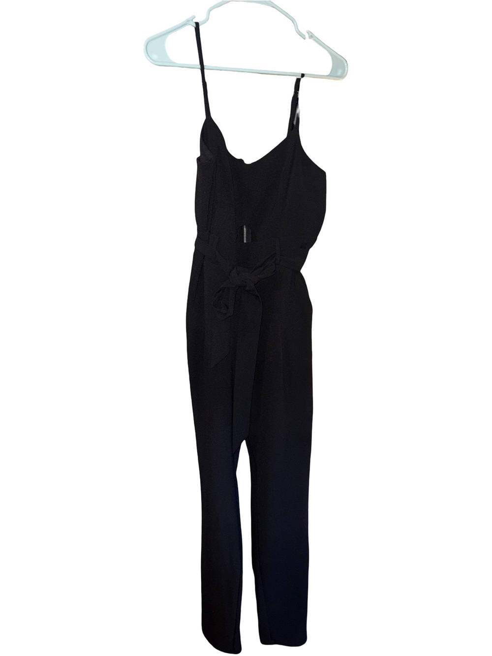 Material Girl Black Spaghetti-Strap Belted Jumpsuit